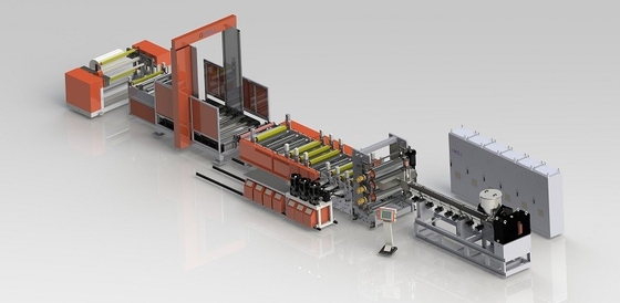 خرید ماشین ساخت کاغذ سنگ سه لایه خط اکستروژن فیلم کششی ریخته شده online manufacture